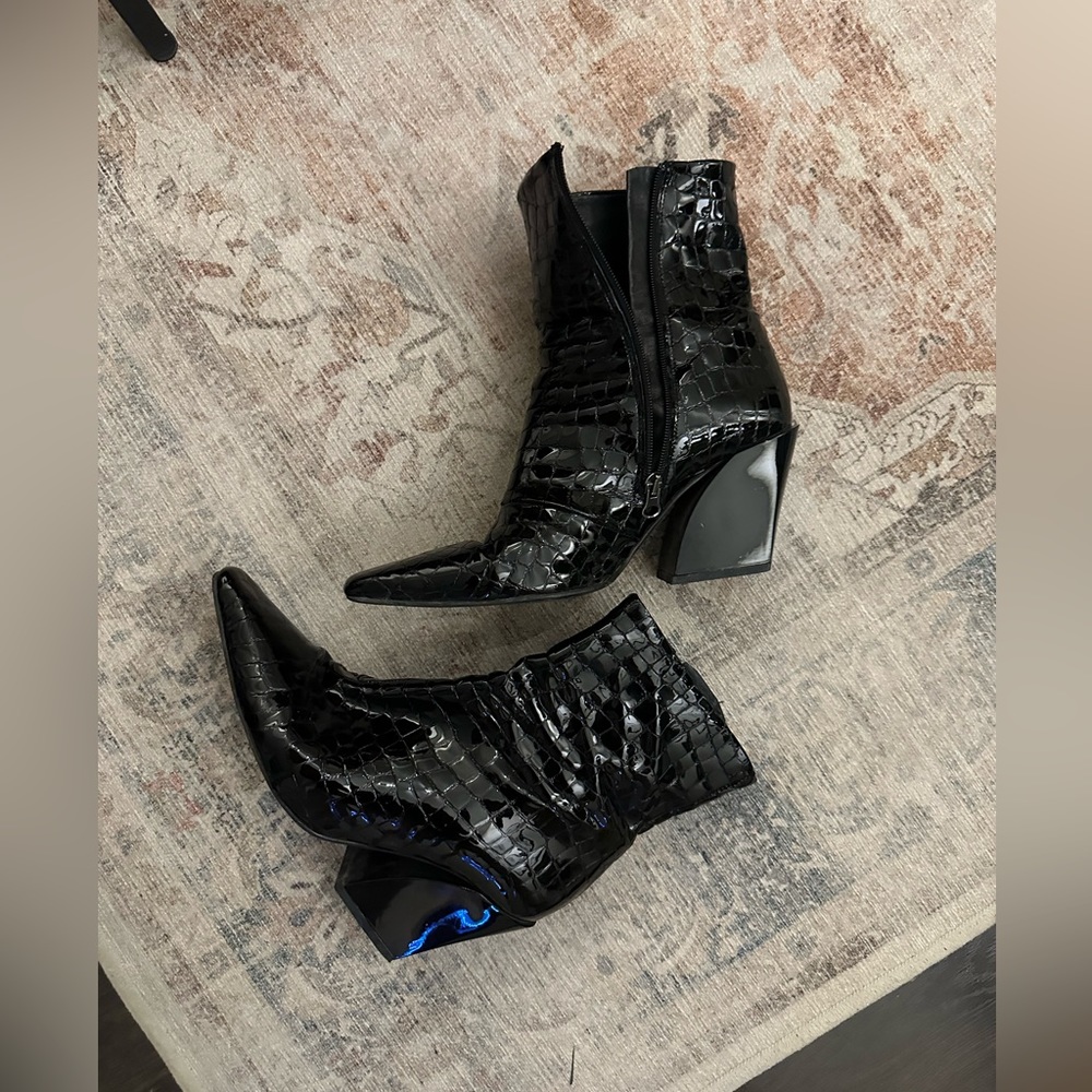 Black Croc Booties
